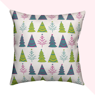  Christmas Tree Pattern Square Throw Pillow