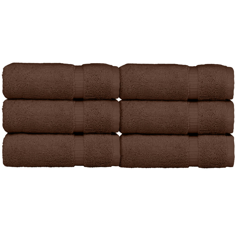 Ensemble de 6 serviettes en coton Wellston, Brun
