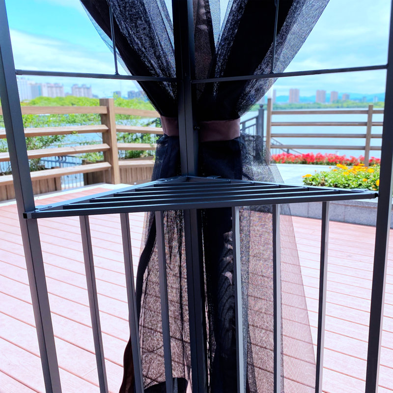 Outdoor Patio with Ventilated Double Roof and Mosquito Net 13 Ft. W x 10 Ft. D Steel Gazebo, Brown