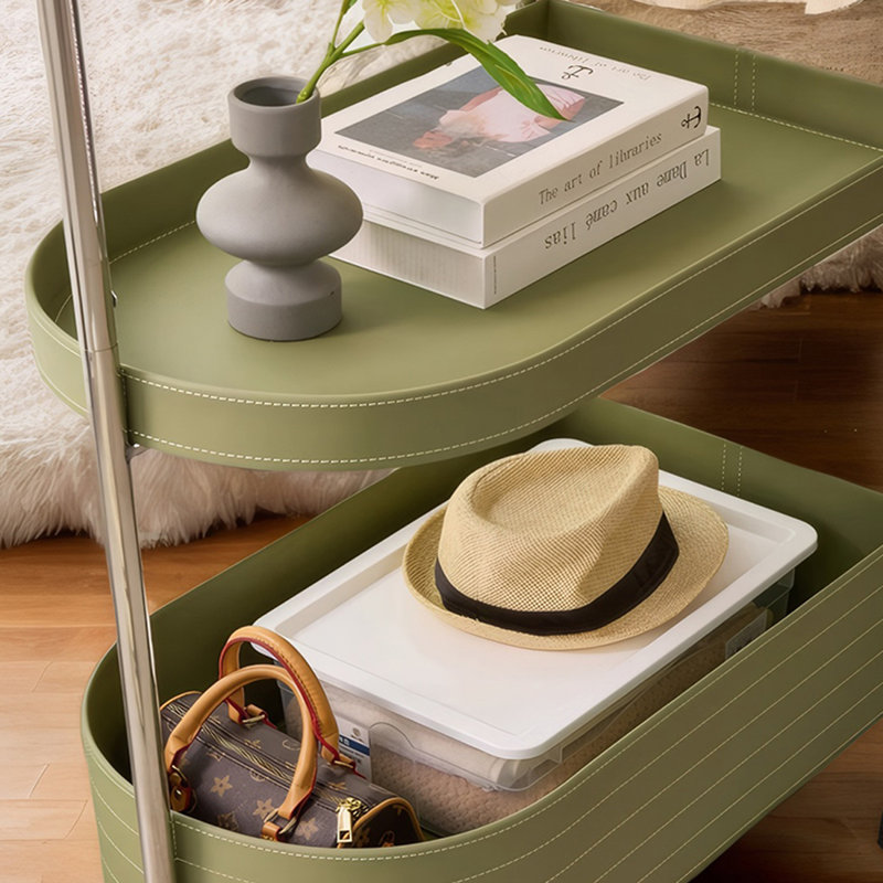 Coat Rack Dual Basket 360° Wheels Stainless Steel, Green