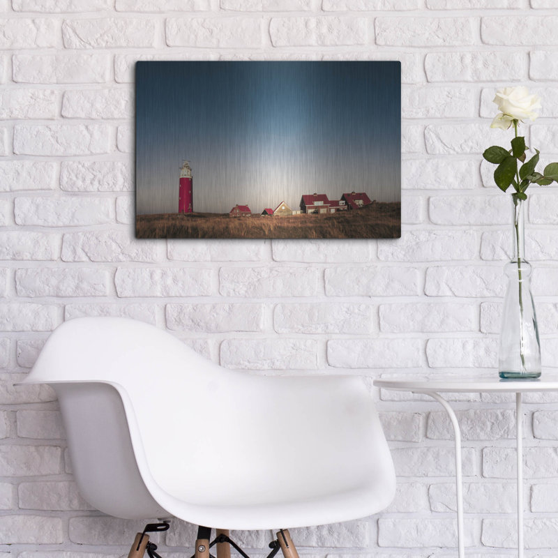 «Phare Texel» par istvan Nagy, art mural en métal, 24 po x 16 po