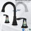 Robinet de lavabo de salle de bain noir mat 8 po - 2 poignées, 3 trous, bec pivotant à 360 °, matériau de grattage, écoénergétique, option d'installation sans effort 2 grattoirs - construction, économie, processus simple