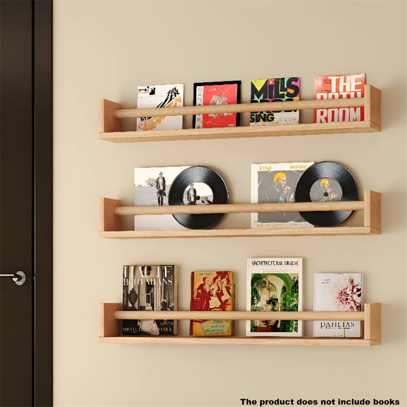 Solid Wood Wall-Mounted Shelf, 3.34'' H x 19.68'' W x 4.33'' D