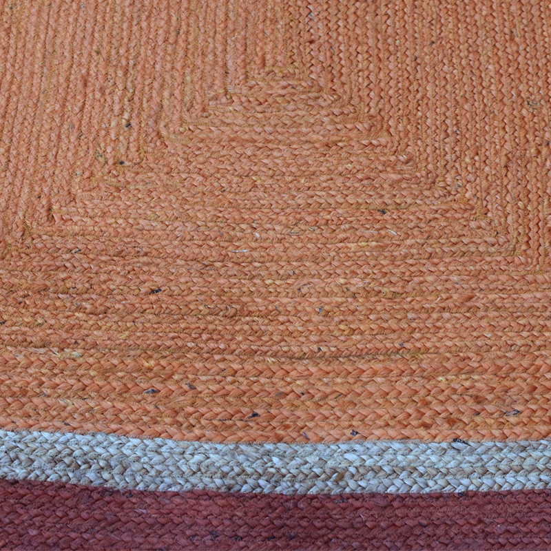 Tapis Wiedman tissé à la main en jute écologique - 274 x 366 cm, rectangulaire, couleur orange, design moderne et contemporain, poils courts, fibre naturelle, tapis intérieur/extérieur fait main pour salon, chambre