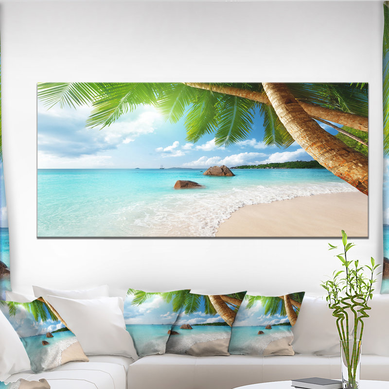 «Praslin Island Seychelles Beach», photographie, H 28 po x l 60 po x P 1,5 po, Toile tendue