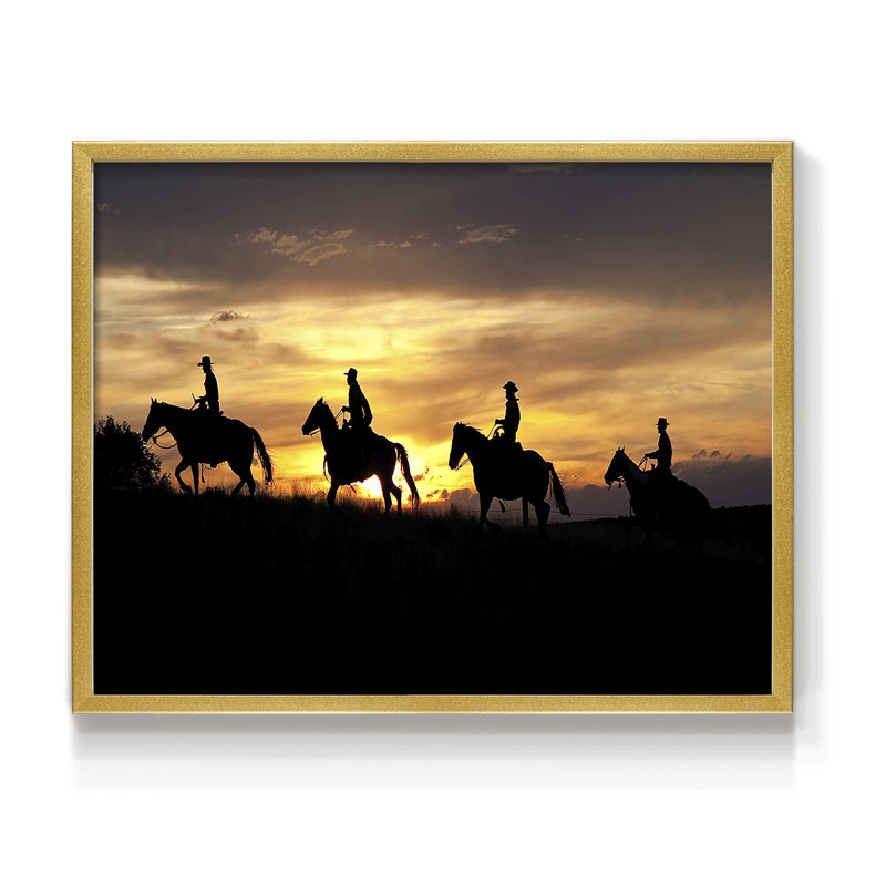 Sunset Cowboys -Framed Print - Restickable, 8" H x 10" W