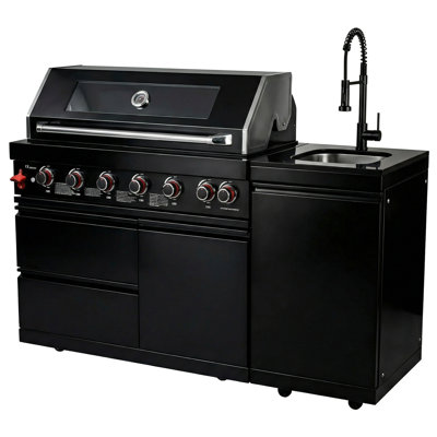 85000 82 - Inch Gas Grill With 6 Burners, , Granite Countertops, Double Lined Hood, And Easy Clean Stainless Steel Components For Hygiene Outdoor Kitchen Barbecue , Construction, Rated Refrigerator