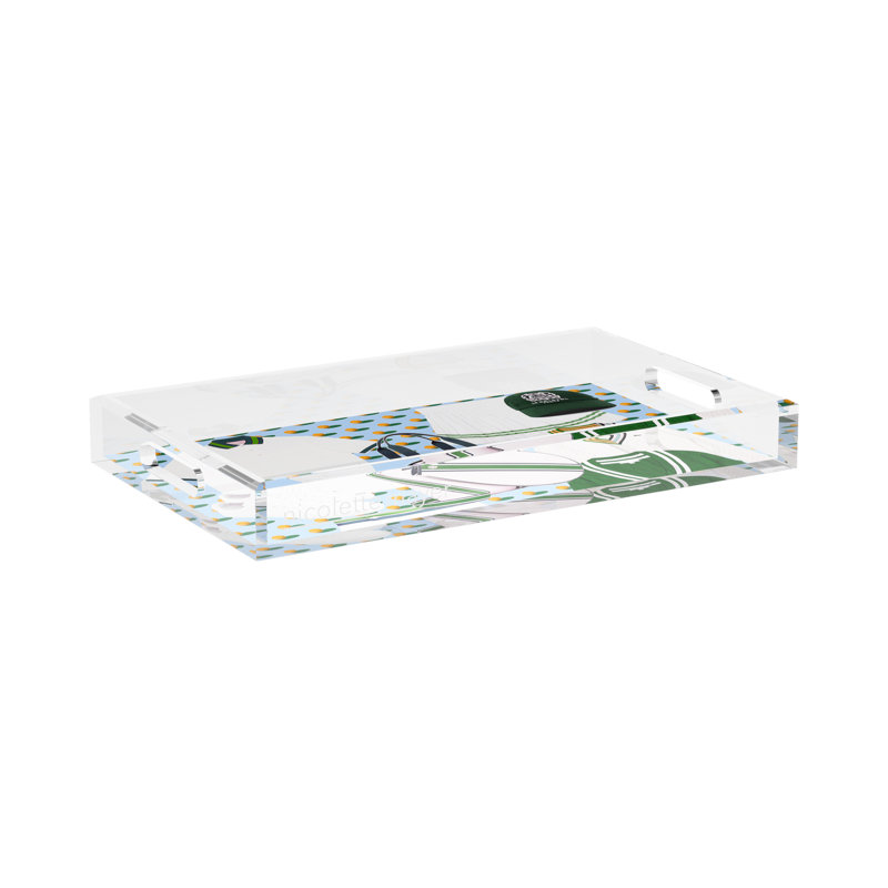 Abstract Decorative Tray, 2" H x 17" W x 10.5" D, Blue/Orange