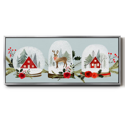 Snow Globe Village Collection D- Framed Canvas