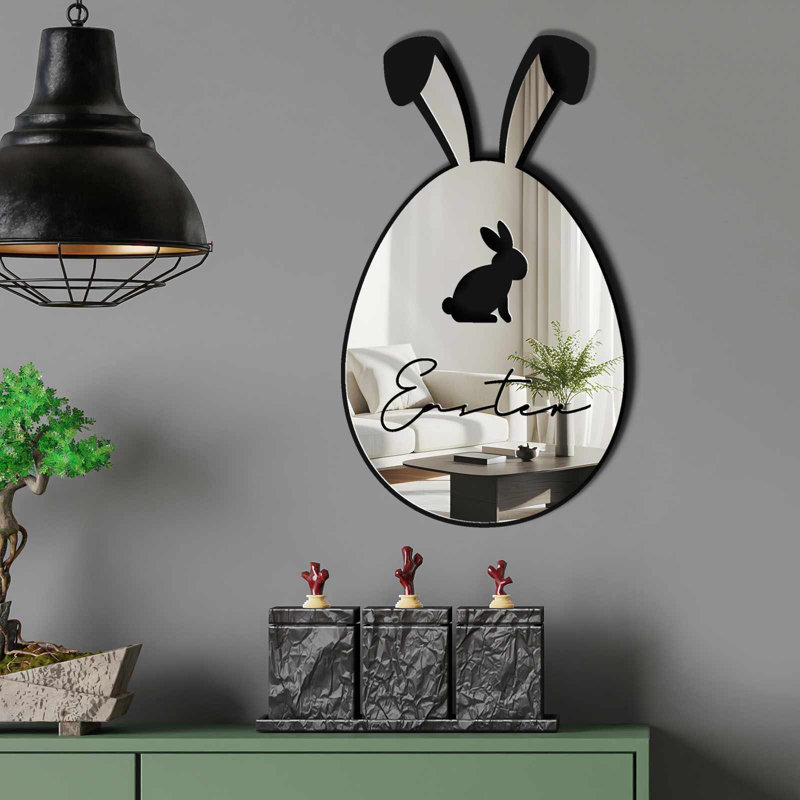 Élégant miroir décoratif pour Pâques, couleur argent, 11,4 po x 19,7 po | 100% PLEXIGLASS (épaisseur: 0,04 pouce) et 100% EVA (épaisseur: 0,4 pouce) | Bandes double face pour une présentation polyvalente | Parfait pour la décoration intérieure et les célébrations festives