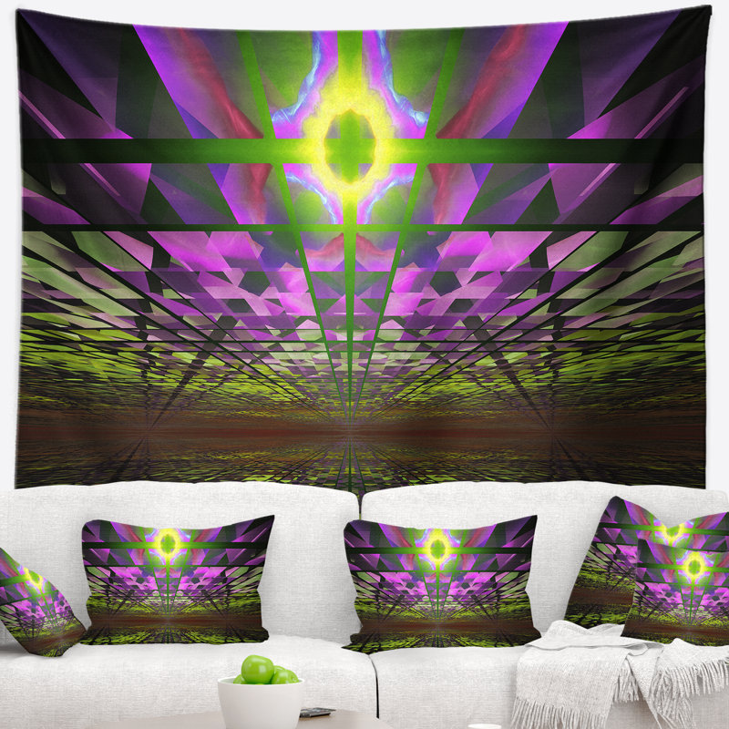 Tapisserie abstraite fractale cosmique apocalypse, H 78 po x l 92 po