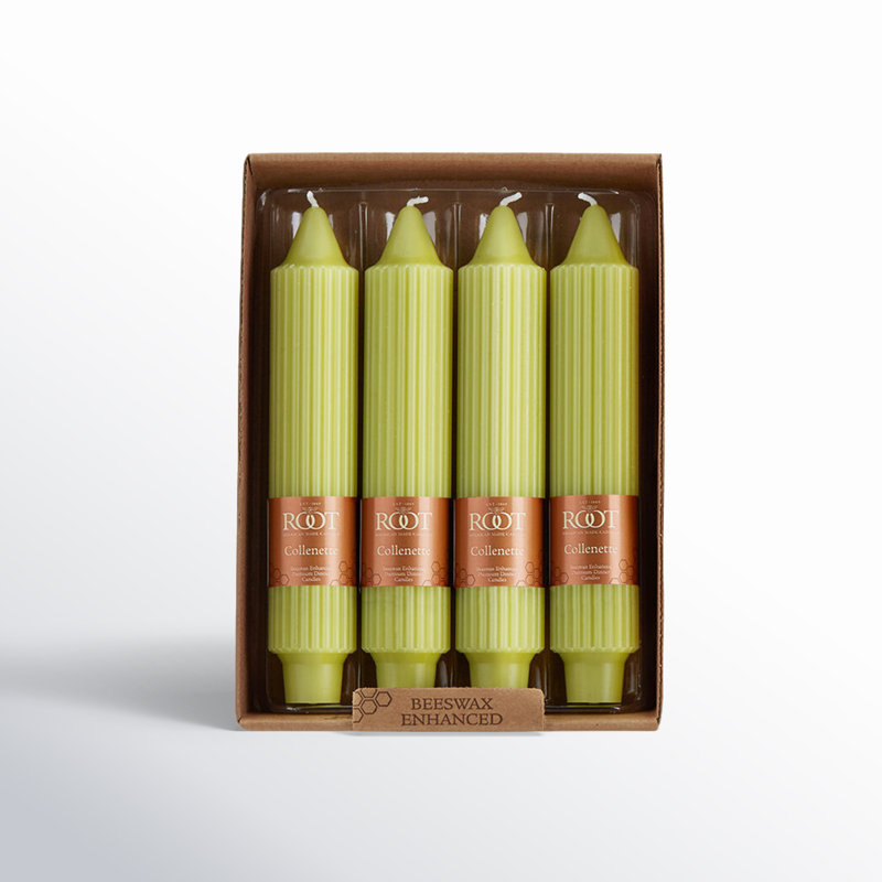 Grecian Collenette Unscented Taper Candle, Willow, 7" H x 1.25" W x 1.25" D