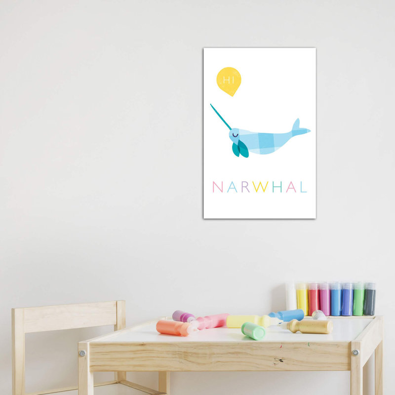 Narwhal - impression d'art graphique, Toile tendue, H 48 po x l 32 po x P 1,5 po, Pas de tapis
