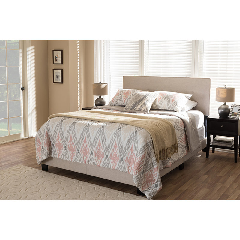 Lit tapissier standard Gardas, Beige clair, Très grand