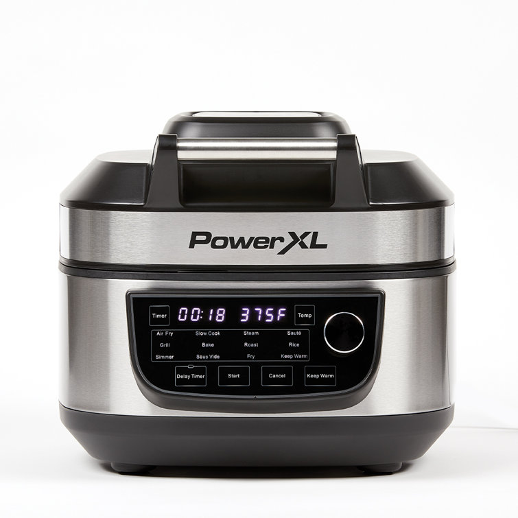 PowerXL Steamer Air Fryer 7 Quart Capacity, Vegetable Steamer and Air Fryer,  Black, 1700W 