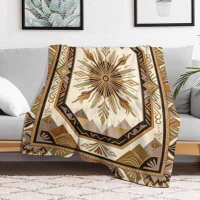 Symmetrical Floral Luxury Flannel Throw Blanket, Soft Warm Fuzzy Blanket for Living Room Sofa Bed Home Decor
