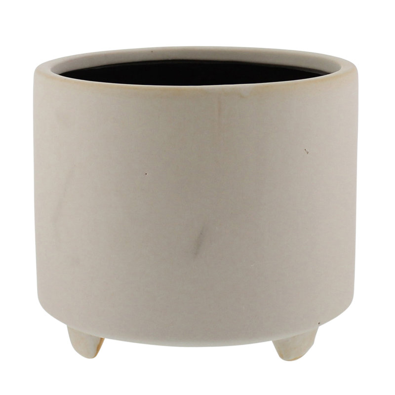 Pot de fleurs en céramique, H 6,75 po x l 7,75 po x 7,75 po, Blanc