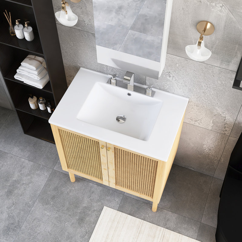 Meuble-lavabo autoportant de 30 po avec plateau en céramique intégré