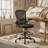 Ergonomic Drafting Chair with Flip-up Armrests and Adjustable Footrest Ring-1969279667