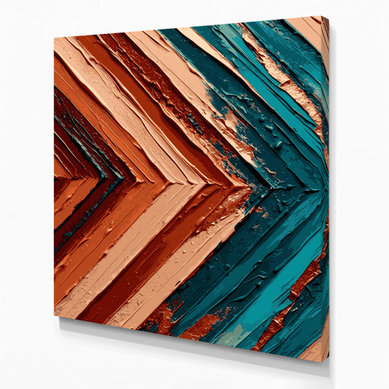 Art mural sur toile brun à motif de chevrons du sud-ouest 219, H 12 po x l 12 po