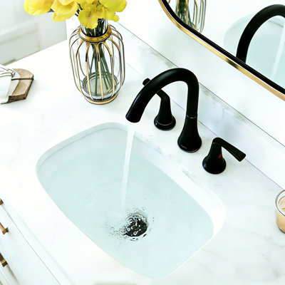 Modern 2-Handle Widespread Bathroom Faucet with Drain Assembly, Water-Saving Aerator, Ceramic Valve, Easy Install, Includes Pop-Up Drain & Tools