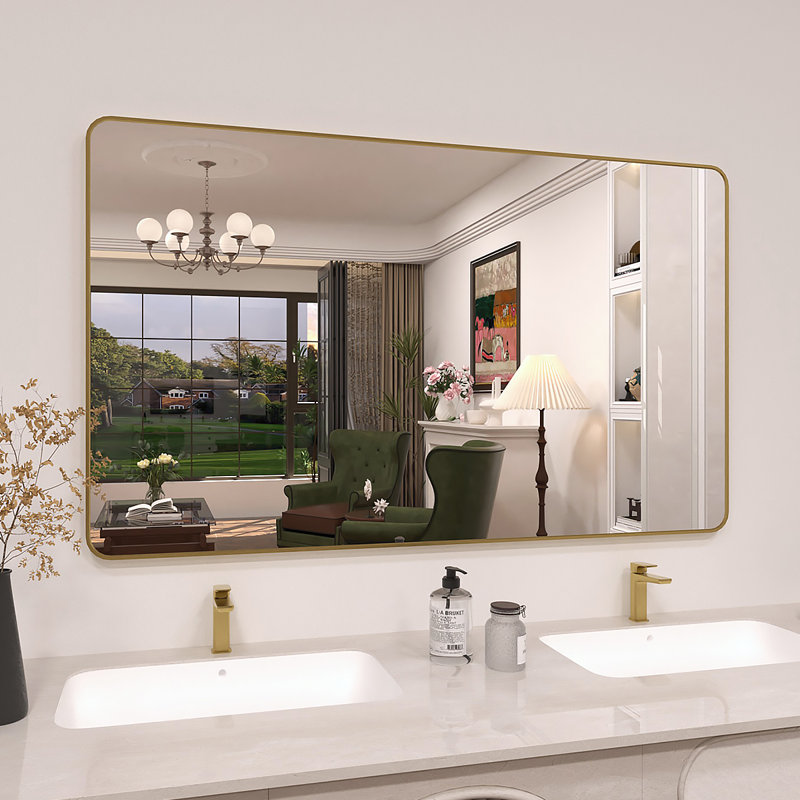 Miroir de salle de bain mural Lucha, 60 po x 36 po, Doré