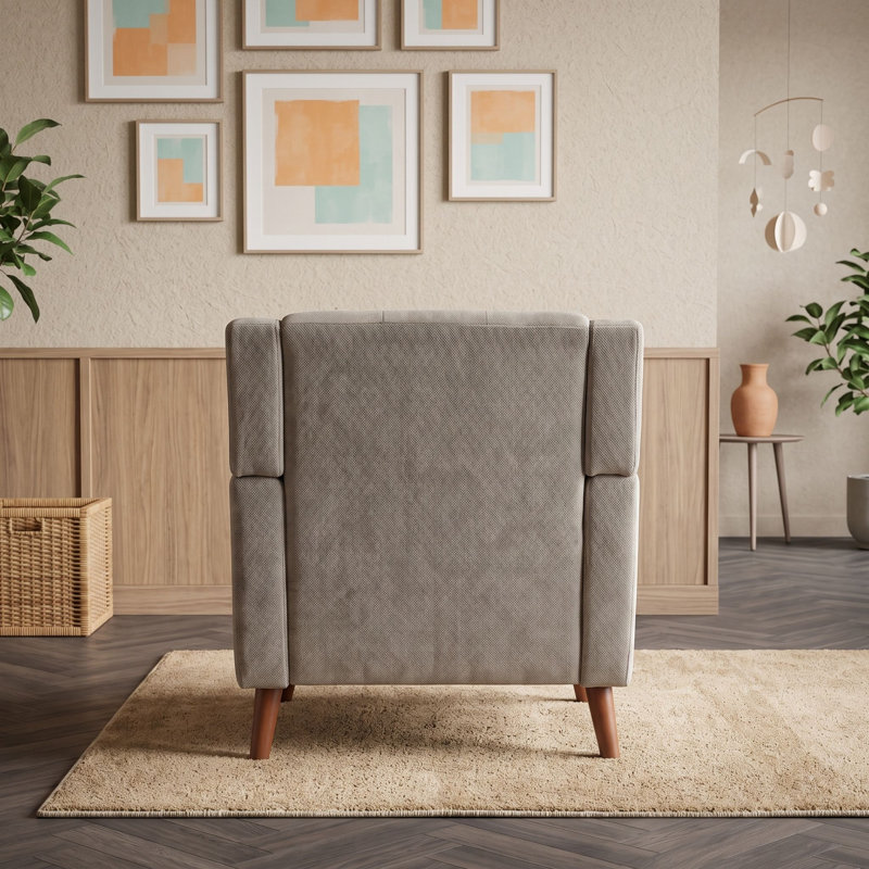Fauteuil capitonné avec pieds en bois, Light Brown