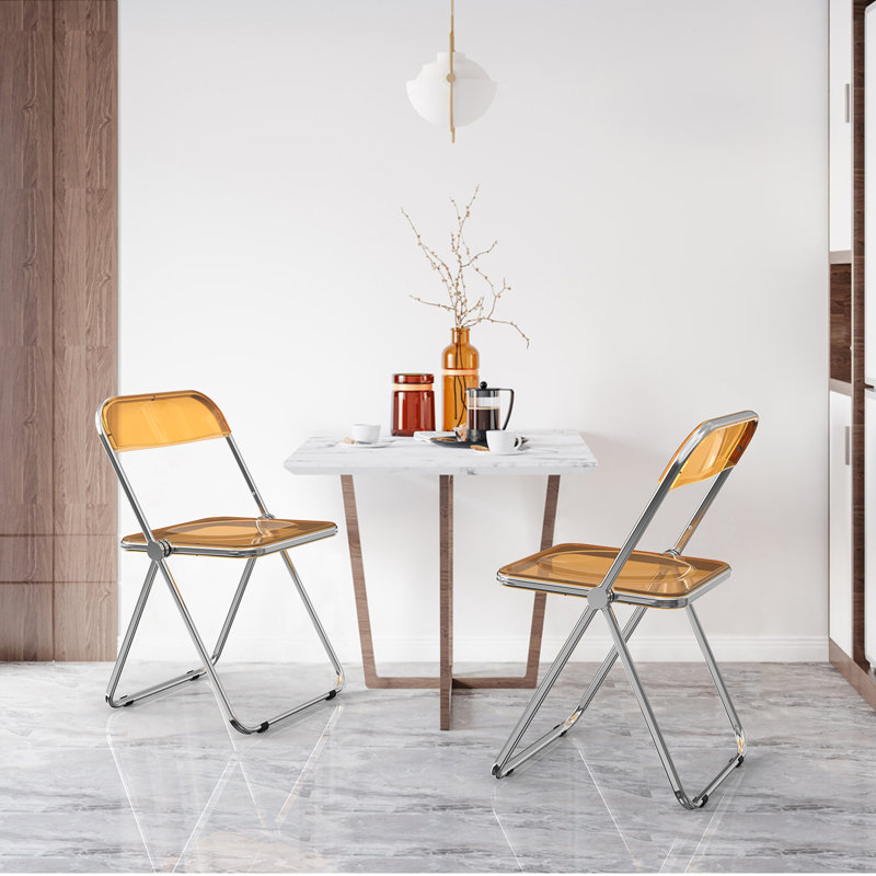 Alcorn Steel Stackable Folding Chair Folding Chair Set, Orange