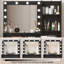Bureau de coiffeuse avec miroir et lumière, commode de rangement à trois niveaux avec grand tiroir, 3 modes d'éclairage à luminosité réglable, coiffeuse de chambre à coucher (noir)