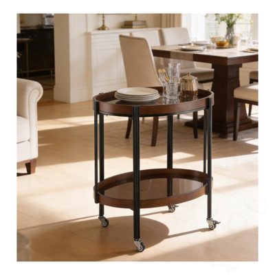 Chariot-bar ovale avec 2 tablettes