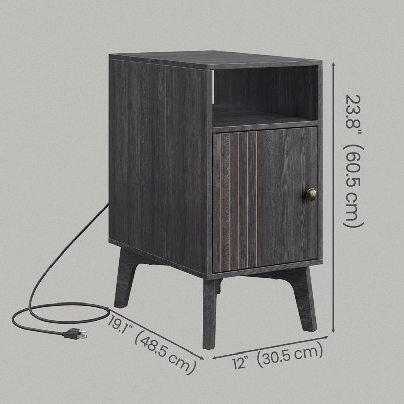 Table de bout avec station de charge, Gris foncé