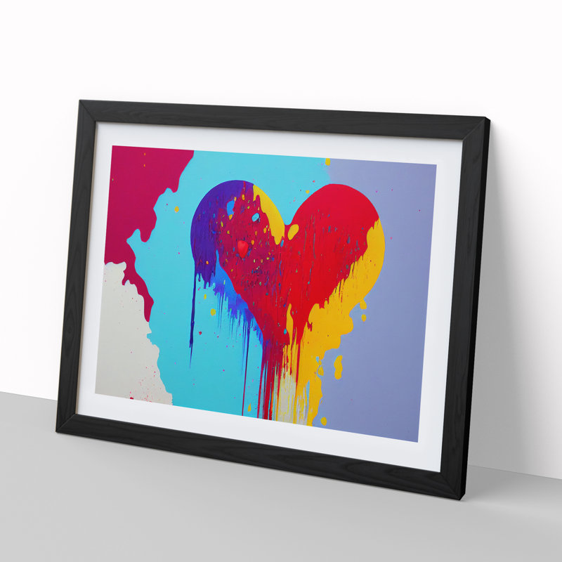 Love He Splash Vol.2 Abstract - Single Picture Frame Painting, 46cm H x 64cm W x 2cm D, Black