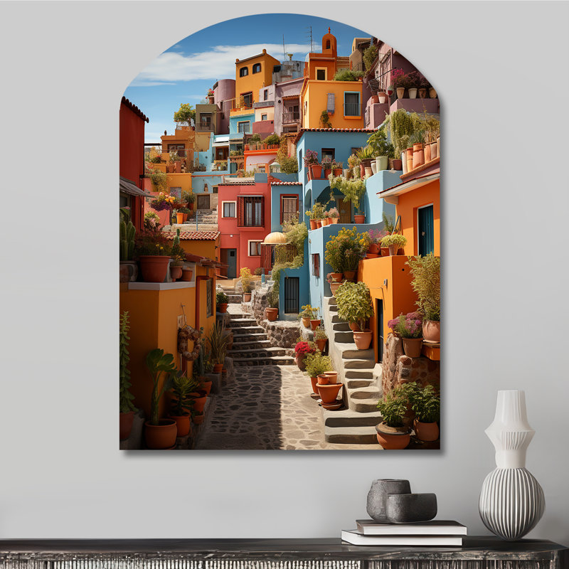 «Colorful Mexico Colorful Casas This IX - Mexico Arch», reproduction d'art asymétrique traditionnelle