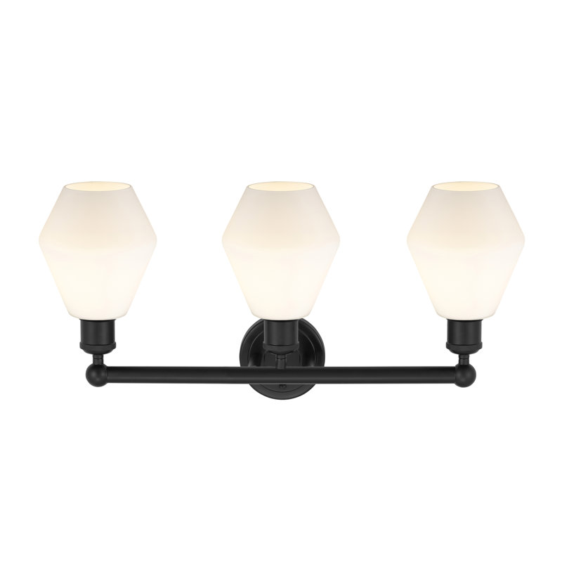 Éclairage pour meuble-lavabo 3 lumières 24 pouces Gabbie, Noir mat, Boîtier blanc mat