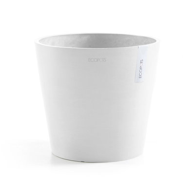 Ecopots Indoor/Outdoor Modern Round Recycled Plastic Planter Flower Pot