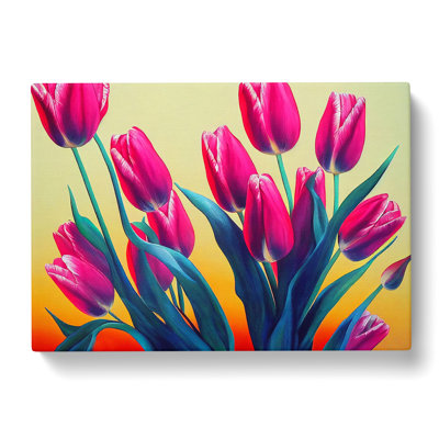 Evocative Tulip Flowers - Wrapped Canvas Painting
