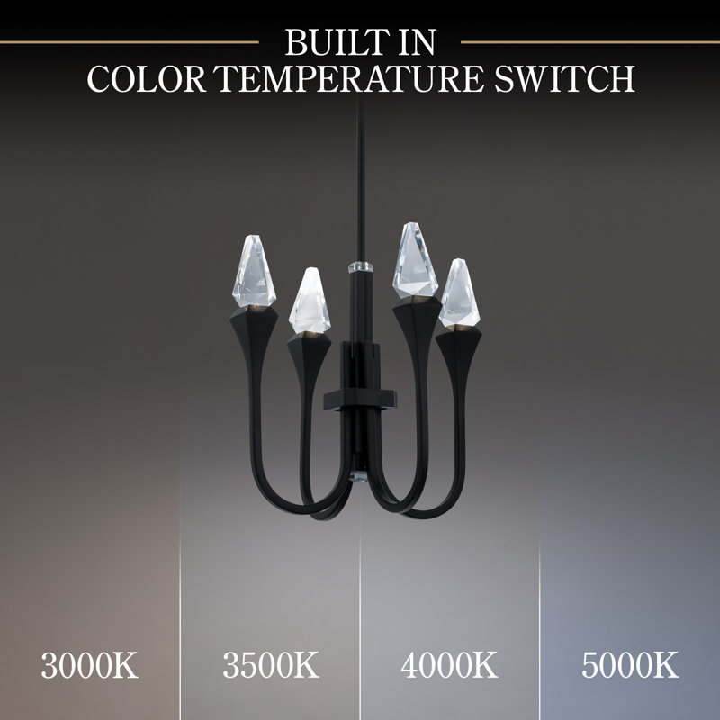 Plumeria LED Pendant, 11.5" H x 12" W x 12" D, Black, 4 Lights