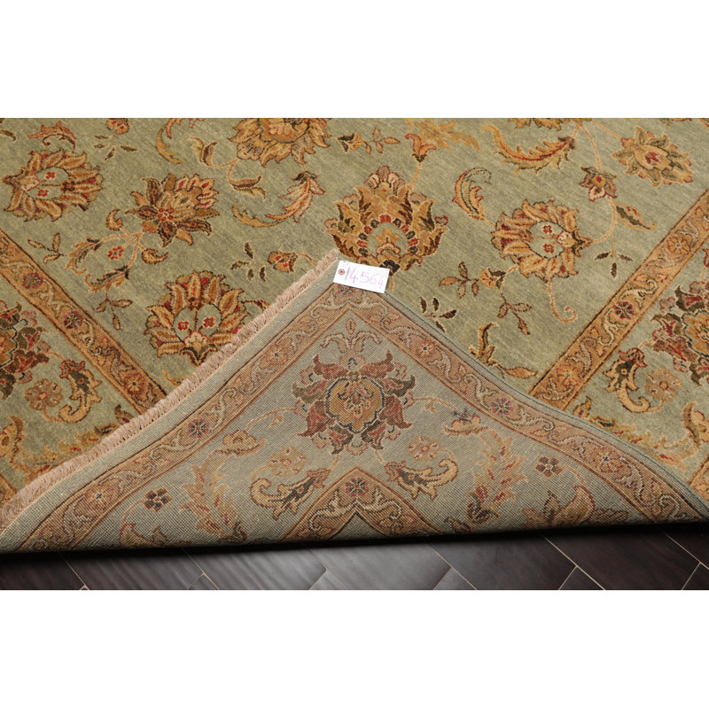 Tapis turquoise en laine noué à la main de conception unique 8 pi x 10 pi Fevronia