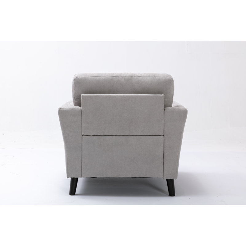Ellamae Woven Fabric Chair, Light Gray Velvet