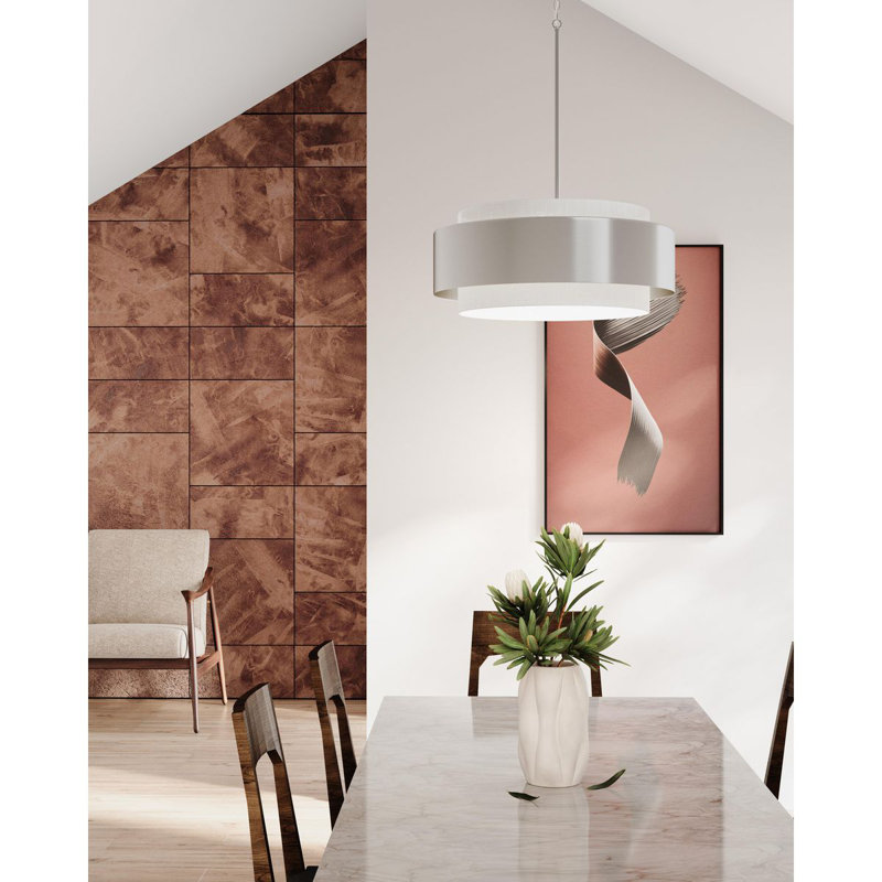 Myrteza 3 - Light Drum Pendant, Brushed Nickel, 12.62" H x 22" W x 22" D