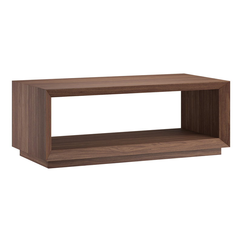 Atrell Solid Coffee Table with Storage, Satin Walnut