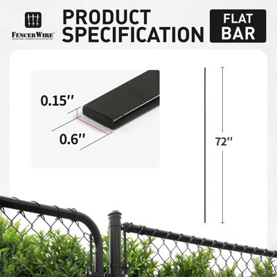 6 FT Green Galvanized Tension Bar, 72 Inch Flat Bar for 6' Chain Link Fence Parts, Hardware for Chain Link Fencing System, Single