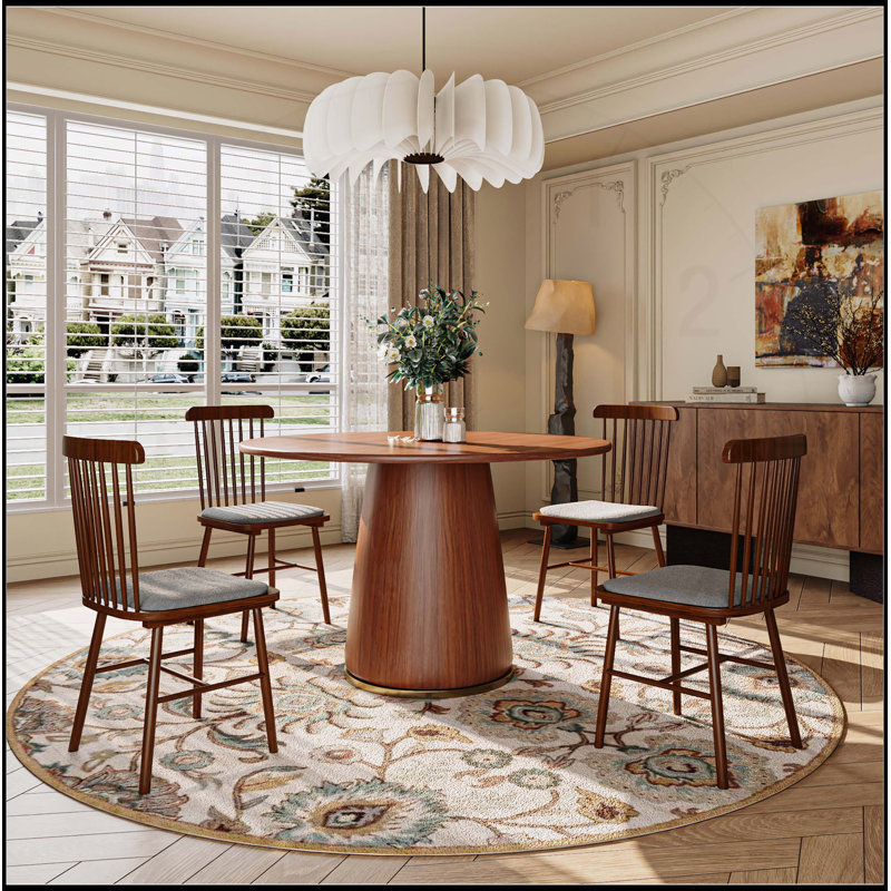 Table de salle à manger moderne et ronde en bois de 47 po pour 4 personnes, écologique et polyvalente, parfaite pour le petit déjeuner au bureau et à la maison