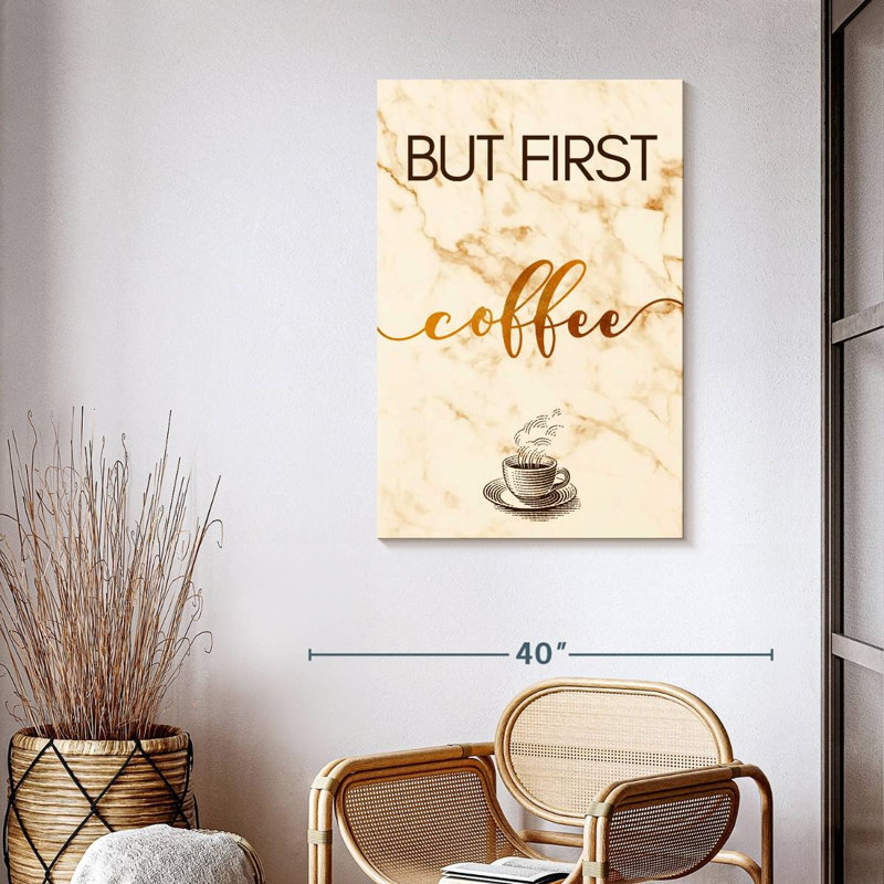 «Coffee Cup First» sur toile, H 39 po x l 26 po x P 1,25 po