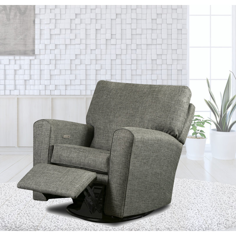 Kameron Gliding Swivel Power Recliner With Brushed Graphite Fabric - Made In USA, Brushed Graphite