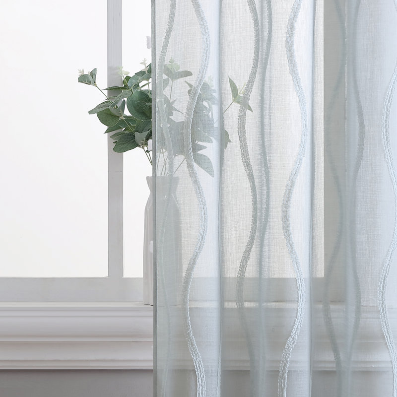 Juvenile Geometric Sheer Rod Pocket Curtain Panels, Silver