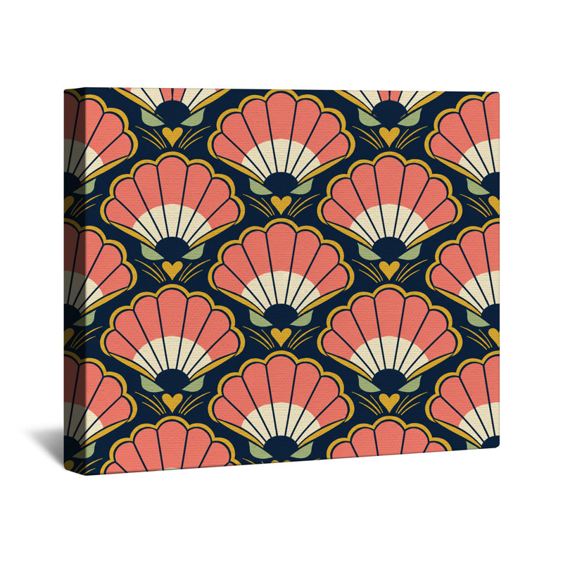 Toile tendue à motif de coquillages Art Deco, 20 x 30 inches