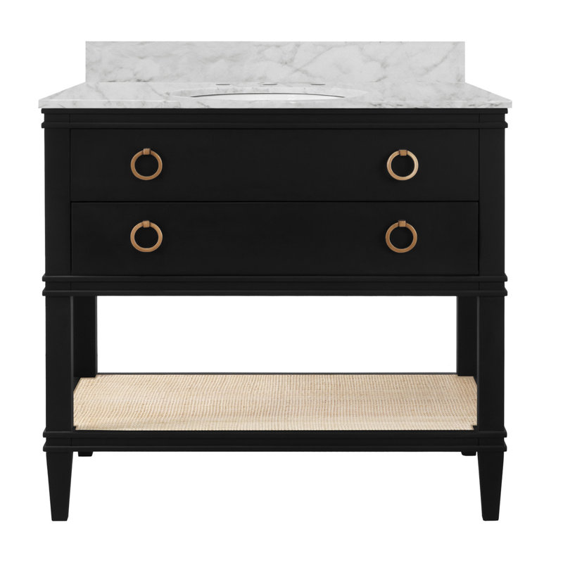 Cutler 36.5'' W Single Vanity, Matte Black/Ivory, 37"