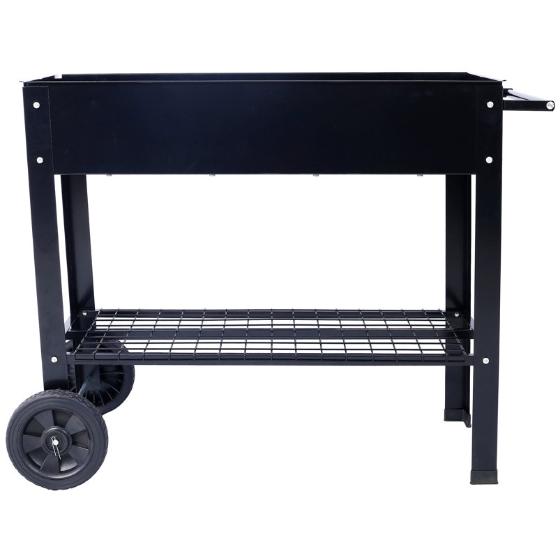 Produits Jardin surélevé mobile surélevé et ergonomique pour jardin, terrasse avec roues, tablette inférieure, noir