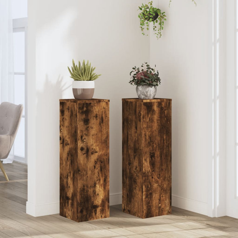 Plant Stand - Set of 2, Smoked Oak, 70cm H x 30cm W x 30cm D